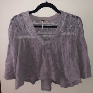 Free People lilac crochet crop shirt